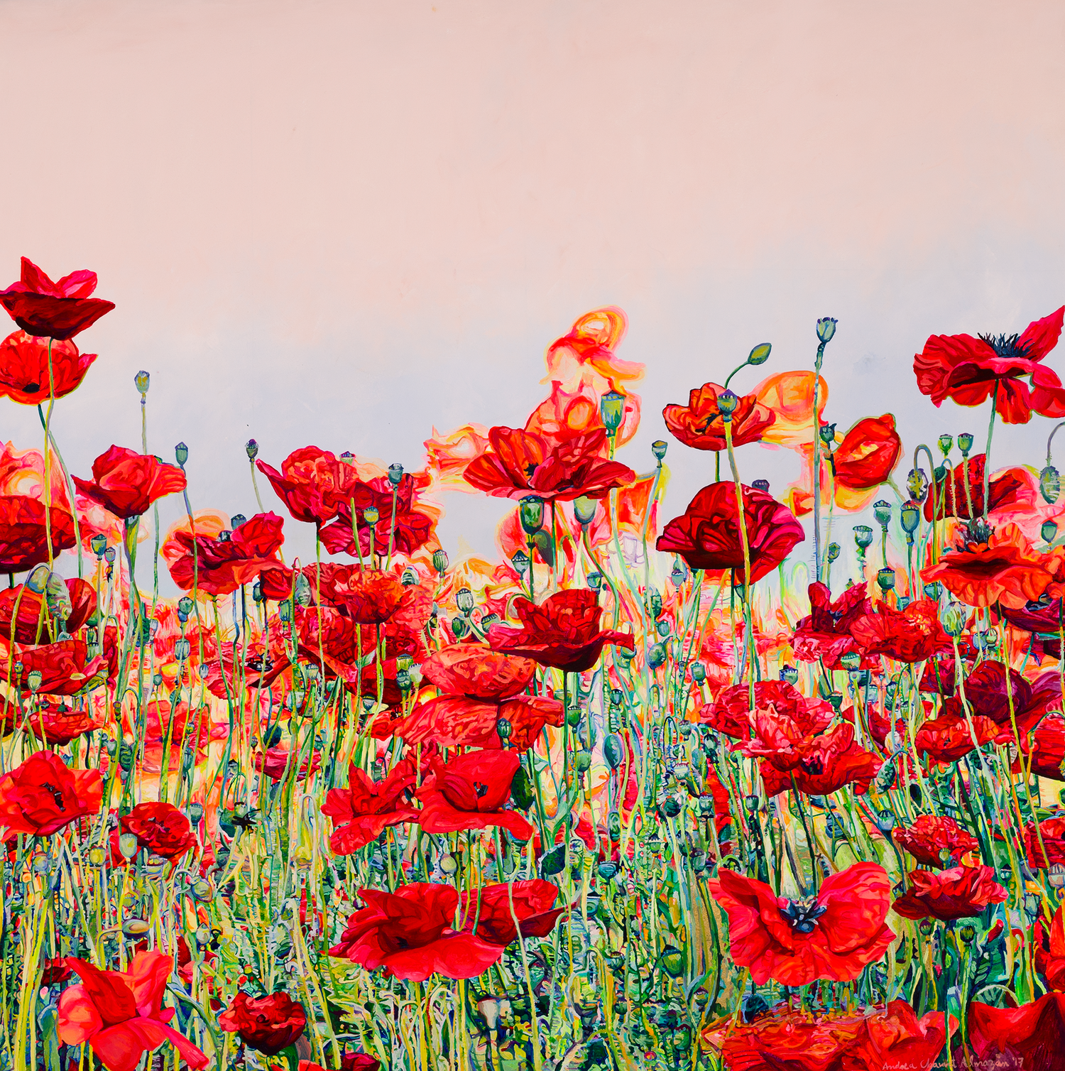 amapolas, acrílico sobre bastidor